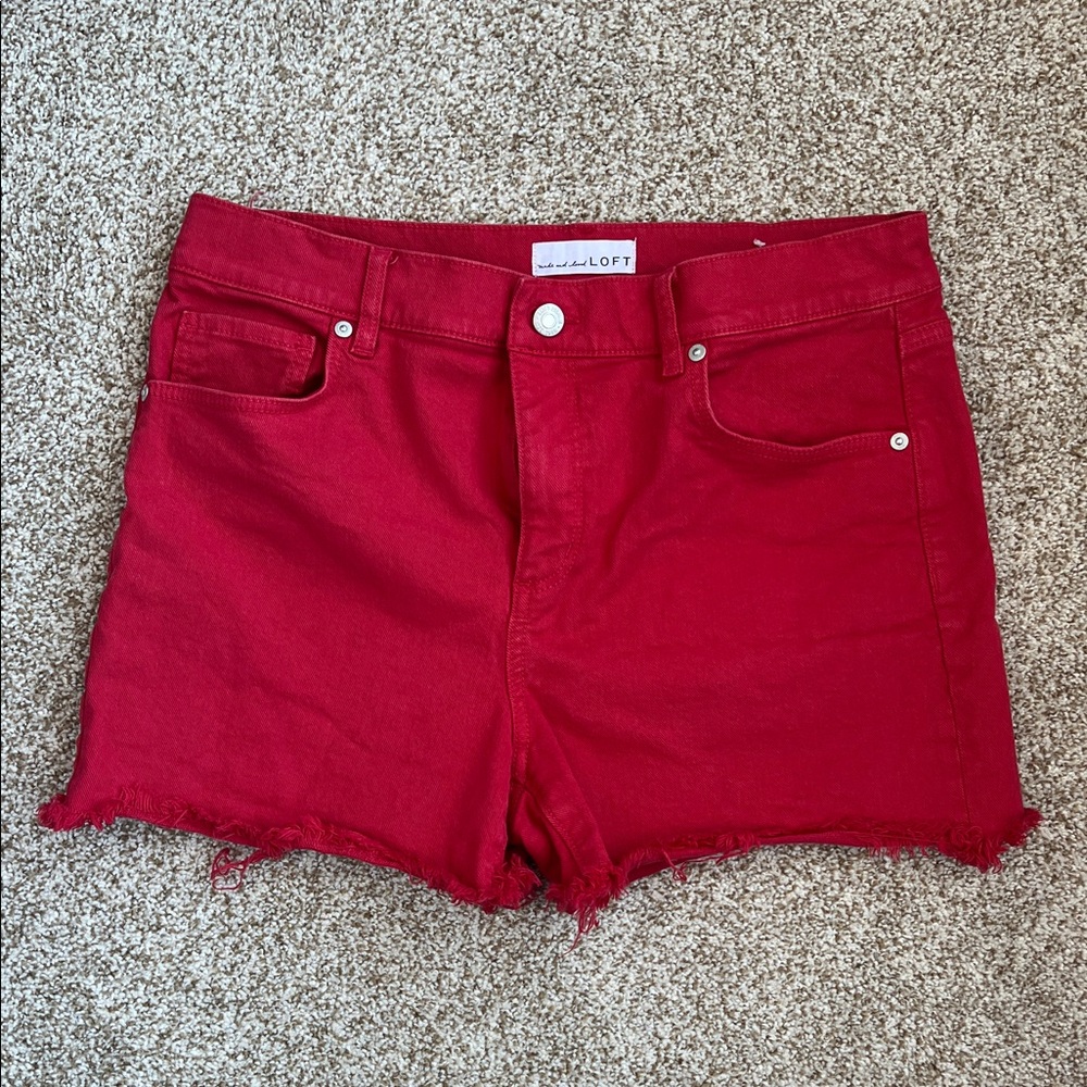 LOFT Red Denim Jean Shorts